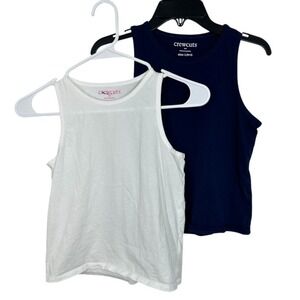 Crewcuts Kids Tank Tops 2 Pack White Navy Size L 10-11 Cotton Basic Layering‎